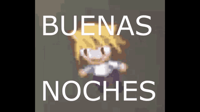 a pixel art of a girl with the words buenas noches below it