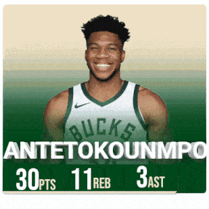 an advertisement for antetokounmpo with the number 30 on it