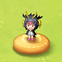 a video game character is standing on a donut