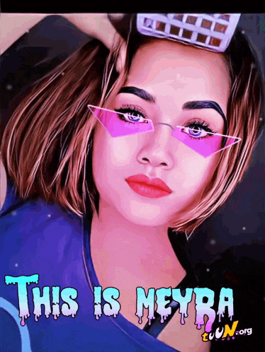 a cartoon of a woman with the words " this is meyra " written on the bottom