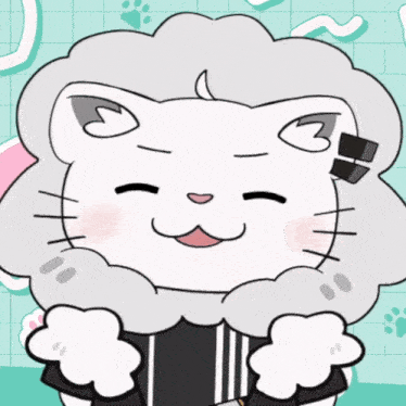 a drawing of a cat with a sheep 's head on it