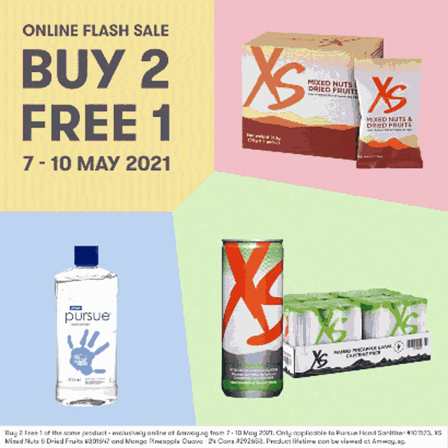 an advertisement for pursue water and xs drinks