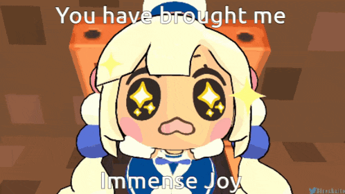 a cartoon of a girl with big eyes and the words you have brought me immense joy