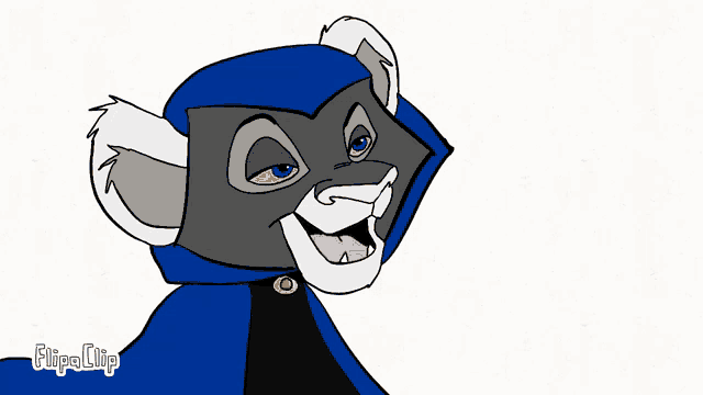 a cartoon of a lion wearing a blue cape with flipaclip written on the bottom right