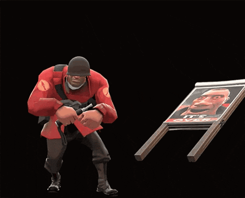 a soldier stands next to a sign that says " it 's over "