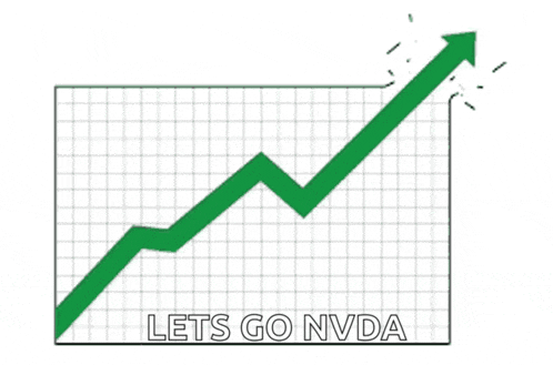 a graph with a green arrow pointing up and the words lets go nvda below it