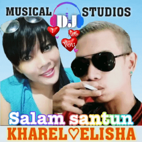 a poster for musical dj studios shows a man smoking a cigarette next to a woman