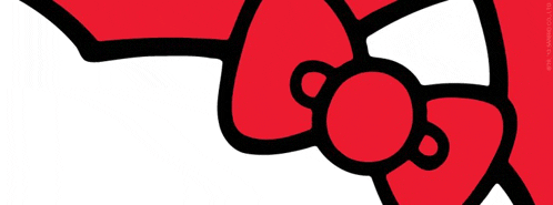 a drawing of a hello kitty with a red bow