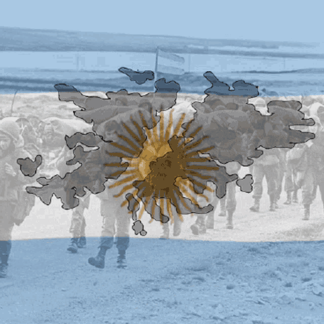 a drawing of a flag with a sun in the middle