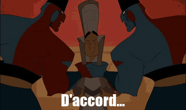 a cartoon of a man with the word d' accord on the bottom