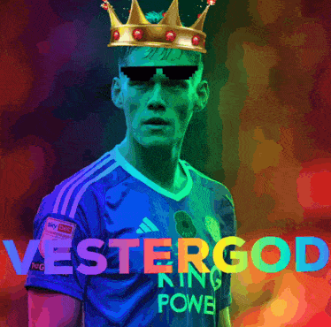 a soccer player with a crown on his head and the word westergod on the bottom right
