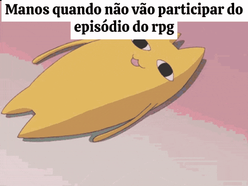 a cartoon cat is laying down with the words " manos quando nao vao participar do episodio do rpg " above it