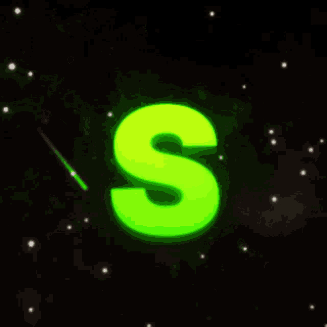a neon green letter s is surrounded by glowing lights