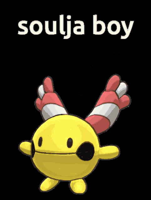 a picture of a yellow and red cartoon character with the words soulja boy below it