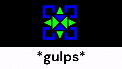 a black background with a blue and green geometric pattern and the words `` gulps '' .