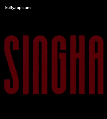 the word singha is written in red letters on a black background