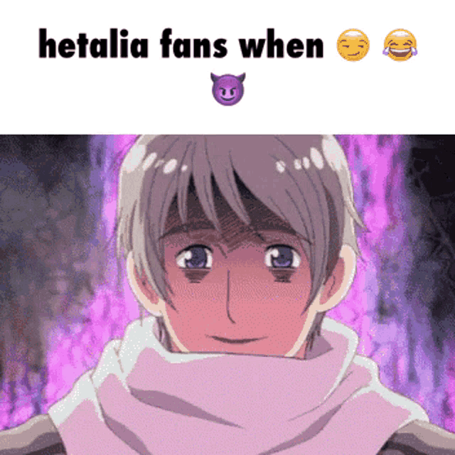 a picture of a man with a scarf around his neck and the words hetalia fans when