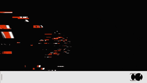 a black and red background with a white x on the bottom right
