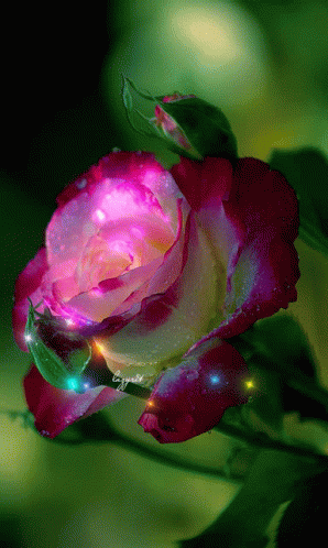 Glittering Rose Pink Rose GIF - Glittering Rose Pink Rose Magical GIFs