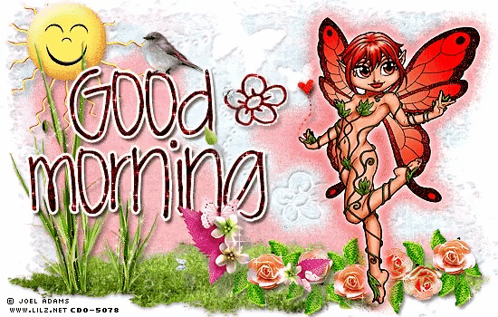 a picture of a fairy with the words good morning written on it