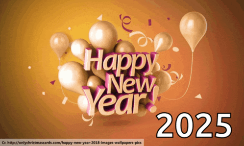 a poster that says happy new year 2025 with balloons