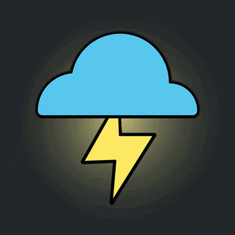 a blue cloud with a yellow lightning bolt underneath