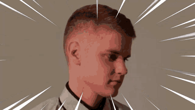 a man 's head is shown with the words sad pemo above him