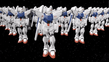 a row of white robots with the number 21 on their arms