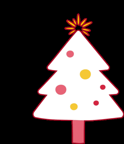 a white christmas tree with pink and yellow polka dots and a yellow star on top