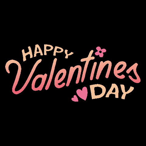 a happy valentine 's day greeting card with hearts and flowers on a black background