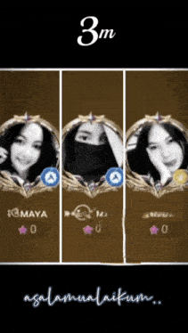 three images of a girl with the number 3m on the top