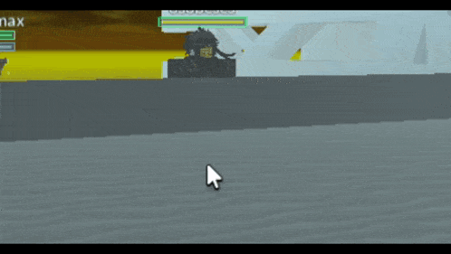 a computer screen shows a cursor pointing to a gray object