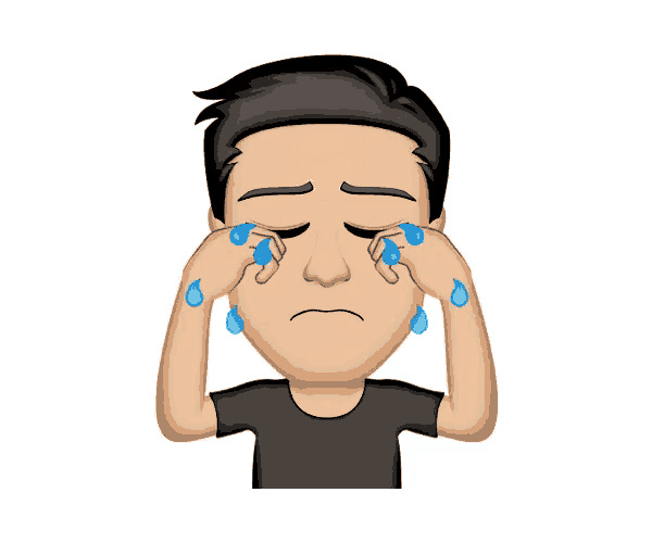 a cartoon of a man crying with blue tears