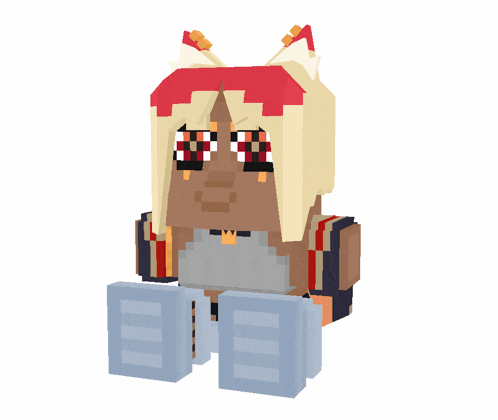 a pixel art of a girl with a red and white headband