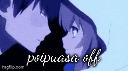 a boy and a girl are looking at each other and the words poipuasa off are on the bottom of the image