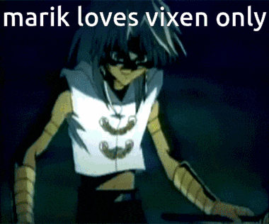 marik loves vixen only written on a picture of a cartoon character