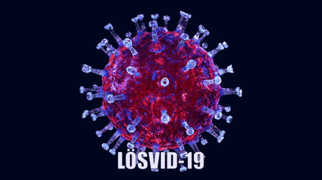 a computer generated image of a virus with the words " losvid-19 " below it