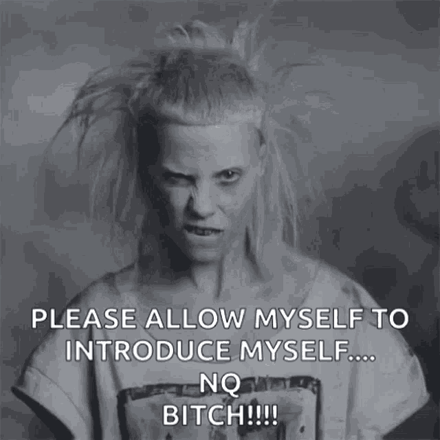 a woman with white hair says please allow myself to introduce myself