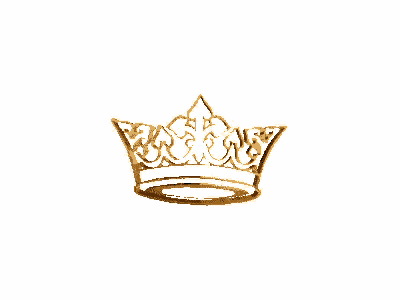 a gold crown on a white background with a swirl in the middle