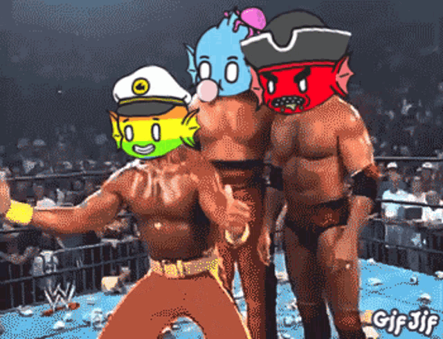 a gif of a group of wrestlers with a watermark that says gif sif