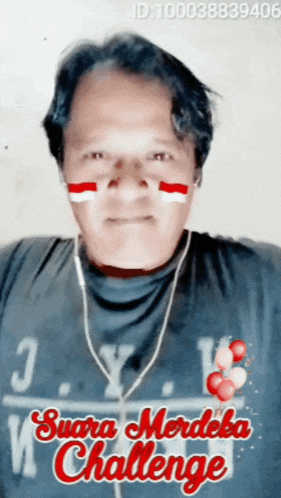 a man with red white and blue flags painted on his face