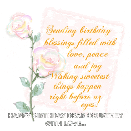 a birthday card that says sending birthday blessings filled with love peace and joy wishing sweetest things happen right before your eyes