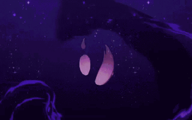 a girl with long hair is standing in front of a purple background .