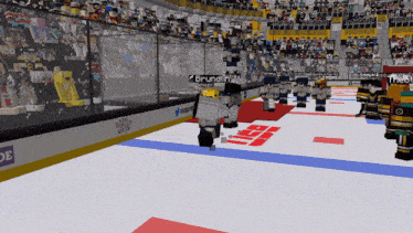a hockey game is being played in a stadium with a banner that says ice hockey world cup