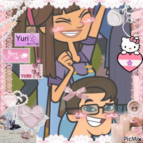 a picture of a girl and a boy with the words yuri warning on it