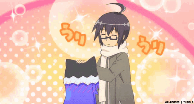 a cartoon of a man holding a cat with a speech bubble that says ' ao '
