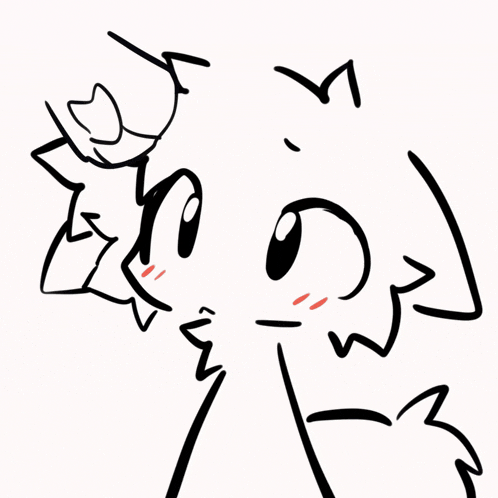 a black and white drawing of a cartoon character with a hat on