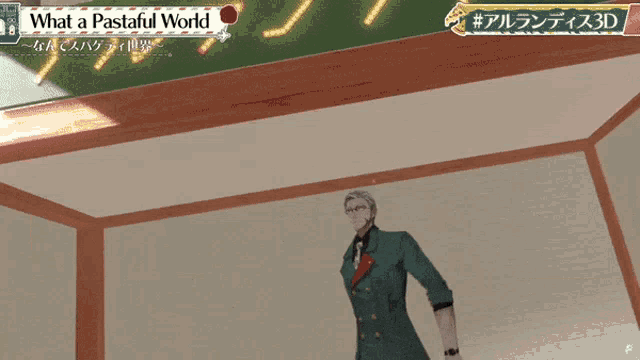 a video game called what a pastaful world shows a man in glasses