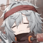 a close up of a person wearing a headband and headphones in a video game .