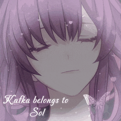 a picture of a girl with the words " kafka belongs to sol "